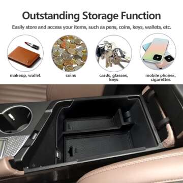 ZCLINKO LUWU 2025 Genesis G70 Accessories for 2019 2021 2022 2023 2024 2025 Genesis G70 Center Console Organizer Armrest Storage Box Armrest Console Organizer Insert Tray Black-trim