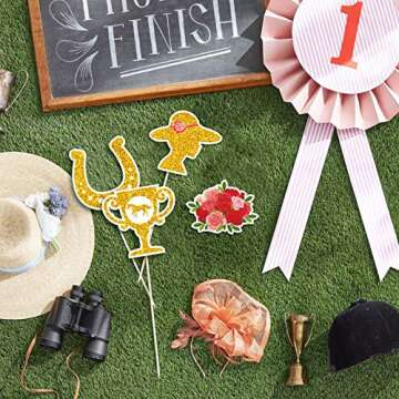 GloDreAm 144PCS Kentucky Horse Derby Cupcake Toppers Decorations Horse Racing Appetizers Toothpicks Sticks