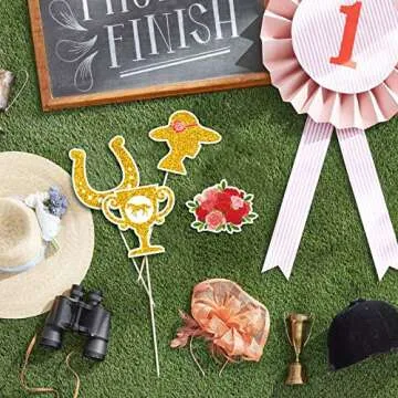 GloDreAm 144PCS Kentucky Horse Derby Cupcake Toppers Decorations Horse Racing Appetizers Toothpicks Sticks