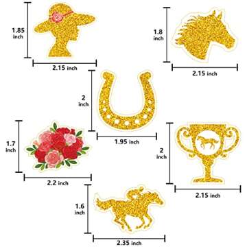 GloDreAm 144PCS Kentucky Horse Derby Cupcake Toppers Decorations Horse Racing Appetizers Toothpicks Sticks