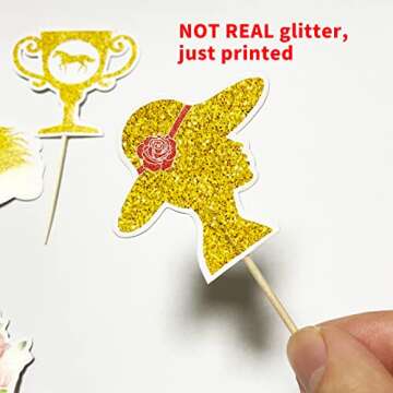 GloDreAm 144PCS Kentucky Horse Derby Cupcake Toppers Decorations Horse Racing Appetizers Toothpicks Sticks