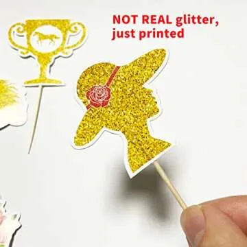 GloDreAm 144PCS Kentucky Horse Derby Cupcake Toppers Decorations Horse Racing Appetizers Toothpicks Sticks