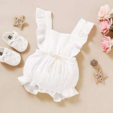 YOUNGER TREE Ruffled Sleeveless Romper for Girls