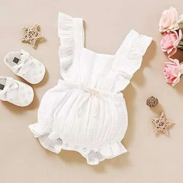 YOUNGER TREE Ruffled Sleeveless Romper for Girls
