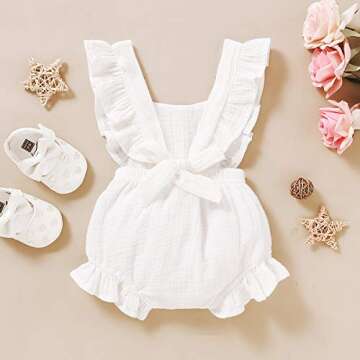 YOUNGER TREE Ruffled Sleeveless Romper for Girls