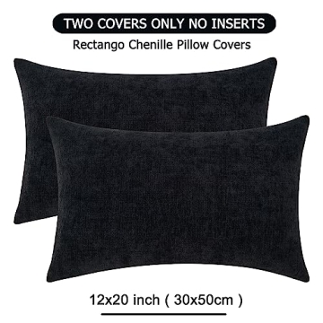 GAWAMAY Lumbar Throw Pillow Covers - Solid Chenille Set