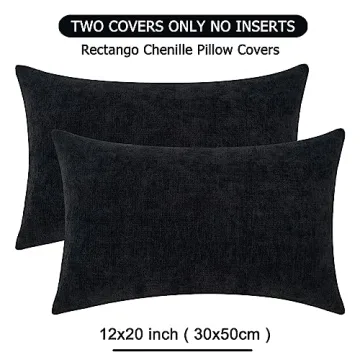 GAWAMAY Lumbar Throw Pillow Covers - Solid Chenille Set