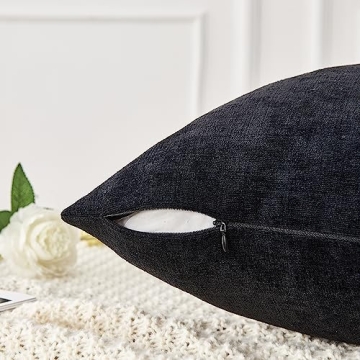 GAWAMAY Lumbar Throw Pillow Covers - Solid Chenille Set