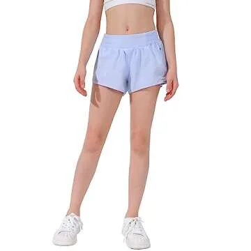Aurefin Girls Athletic Shorts - Lightweight Running & Activewear with Zip Pocket