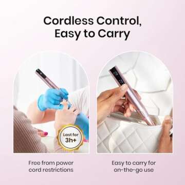 Beetles Electric Nail Drill Cordless Nail Drill 20 Adjustable Speeds Portable Nail Drill Rose Gold Long Battery Life Professional Nail Drill Manicure Pedicure Tools for Home Salon Use