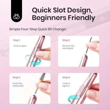 Beetles Electric Nail Drill Cordless Nail Drill 20 Adjustable Speeds Portable Nail Drill Rose Gold Long Battery Life Professional Nail Drill Manicure Pedicure Tools for Home Salon Use