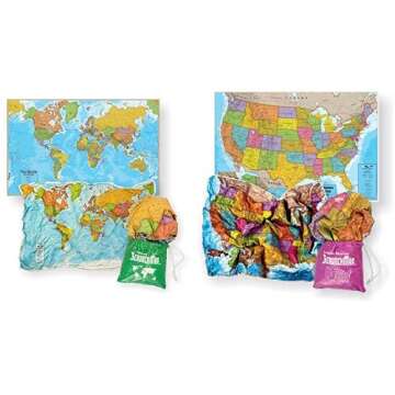 Waypoint Geographic ScrunchMap Bundle - Durable & Easy to Store Maps with Storage Pouch