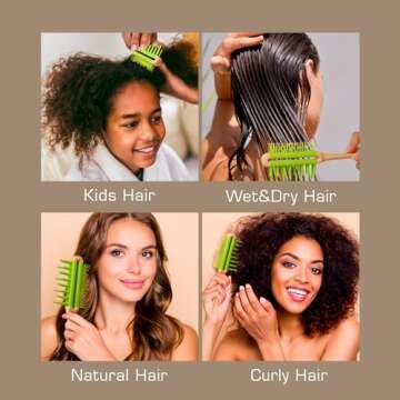 Red by Kiss Detangling Brush for Adults & Kids, Long & Wide Tooth, Mixed-Length Detangler Comb with Rat Tail for All Hair Types