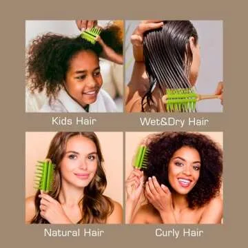 Red by Kiss Detangling Brush for Adults & Kids, Long & Wide Tooth, Mixed-Length Detangler Comb with Rat Tail for All Hair Types