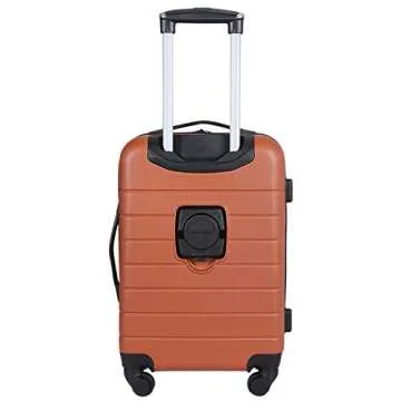 Wrangler Smart Luggage Set with Cup Holder and USB Port, Burnt Orange, 20-Inch Carry-On