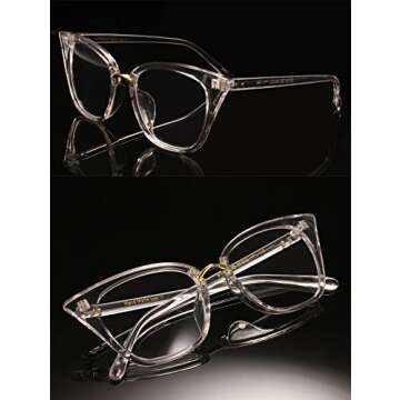 Poxas Mod Fashion Glasses Frames Cat Eye Eyeglasses For Womens Clear Lens