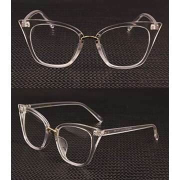 Poxas Mod Fashion Glasses Frames Cat Eye Eyeglasses For Womens Clear Lens