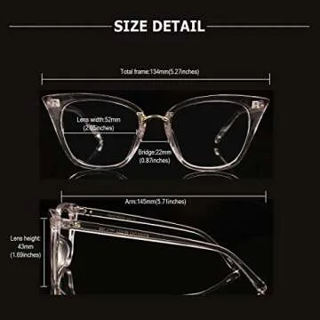 Stylish Poxas Cat Eye Glasses with Clear Lenses