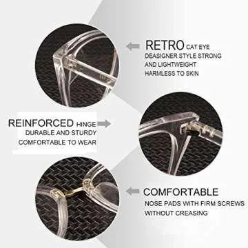 Stylish Poxas Cat Eye Glasses with Clear Lenses