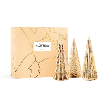 Elegant Mercury Glass Lighted Christmas Trees Set of 3