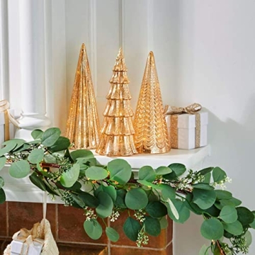 Elegant Mercury Glass Lighted Christmas Trees Set of 3