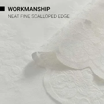 Kotile Ivory Lace Curtains 84 Inches Long - Vintage Embroidered Floral Sheer Lace Curtains for Living Room, Scalloped Privacy Lace Curtain Panels for Windows, 52 x 84 Inch, 2 Panels, Ivory