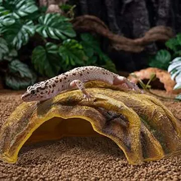 Cosyall Reptile Hide Resin Tree Stump Snake Hide and Cave Hideout Terrarium Habitat Reptile Tank Accessories Decor Leopard Gecko Habitat Shelter for Bearded Dragon Corner Lizard Spider Frog Amphibians