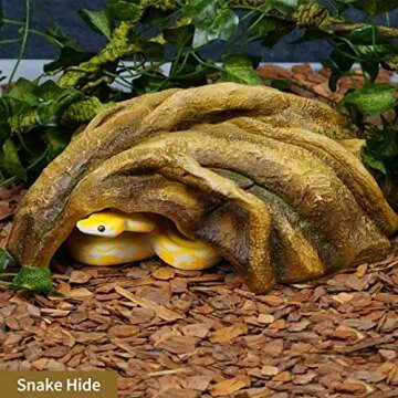 Cosyall Reptile Hide Resin Tree Stump Snake Hide and Cave Hideout Terrarium Habitat Reptile Tank Accessories Decor Leopard Gecko Habitat Shelter for Bearded Dragon Corner Lizard Spider Frog Amphibians