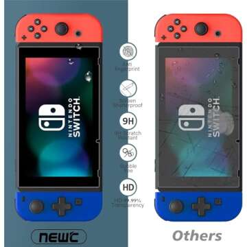 NEW'C 3 Pack Designed for Nintendo Switch Screen Protector Tempered Glass, Case Friendly Anti Scratch Bubble Free Ultra Resistant