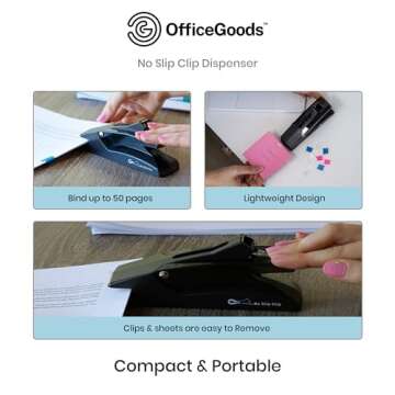 OfficeGoods No-Slip Clips Dispenser for Pages Without Staples