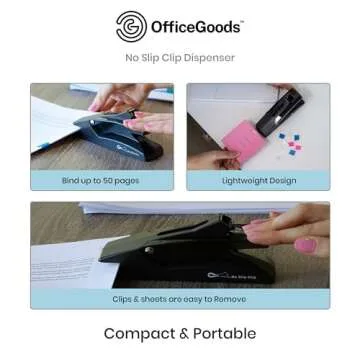OfficeGoods No-Slip Clips Dispenser for Pages Without Staples