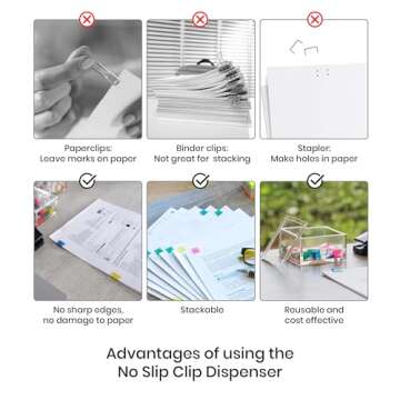 OfficeGoods No-Slip Clips Dispenser for Pages Without Staples