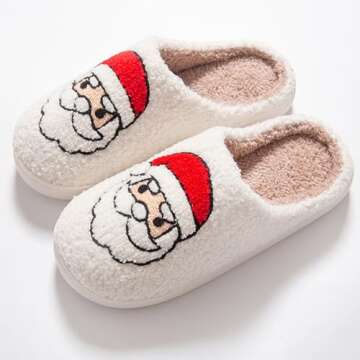 BOOUKILE Happy Face Slippers for Women Men,Retro Soft Cozy Comfy Plush Lightweight House Slippers Slip-on Indoor Outdoor Slippers,Slip on Anti-Skid Sole