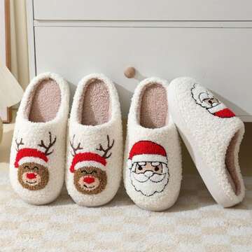 BOOUKILE Happy Face Slippers for Women Men,Retro Soft Cozy Comfy Plush Lightweight House Slippers Slip-on Indoor Outdoor Slippers,Slip on Anti-Skid Sole