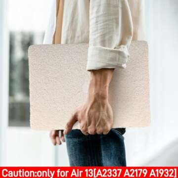 BYCeKe Compatible with MacBook Air 13 inch Case 2022-2018 M1 A2337 A2179 A1932,Case for MacBook Air M1,Soft Fluffy Fuzzy Plush Faux Fur Cream Leather Hard Shell&Keyboard Cover for Mac Air 13, Biege