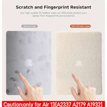 BYCeKe Compatible with MacBook Air 13 inch Case 2022-2018 M1 A2337 A2179 A1932,Case for MacBook Air M1,Soft Fluffy Fuzzy Plush Faux Fur Cream Leather Hard Shell&Keyboard Cover for Mac Air 13, Biege