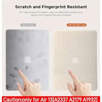 BYCeKe Compatible with MacBook Air 13 inch Case 2022-2018 M1 A2337 A2179 A1932,Case for MacBook Air M1,Soft Fluffy Fuzzy Plush Faux Fur Cream Leather Hard Shell&Keyboard Cover for Mac Air 13, Biege