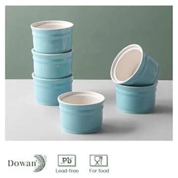 DOWAN Porcelain Ramekins Set - 8 oz Oven Safe