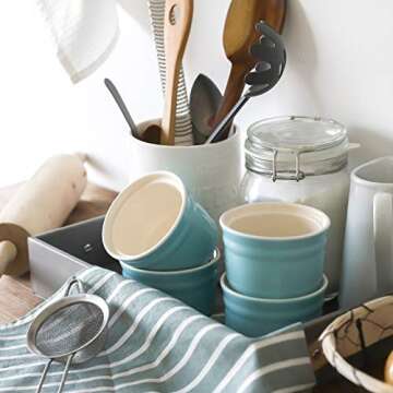 DOWAN Porcelain Ramekins Set - 8 oz Oven Safe