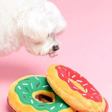 ZippyPaws Donutz No Stuffing Squeaky Dog Toy - Cherry