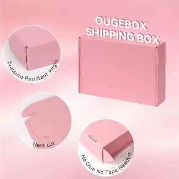 OUGEBOX 30 Pack 6x4x1.6 Small Shipping Boxes for Small Business, Pink Corrugated Cardboard Boxes for Shipping Packaging Mailing
