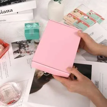 OUGEBOX 30 Pack 6x4x1.6 Small Shipping Boxes for Small Business, Pink Corrugated Cardboard Boxes for Shipping Packaging Mailing