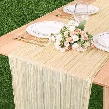 TuTive 13.3FT Cheesecloth Table Runner for Event Decor