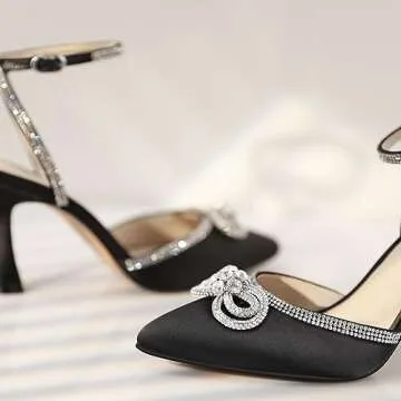 Ankis Rhinestone Bow Heels for Weddings and Parties