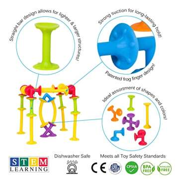 Froogly - 50 Piece Suction Toys | Montessori Toys Bath Toys Construction Building Set Silicone Presc...