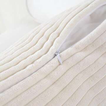 MERNETTE Pack of 2, Corduroy Soft Decorative Square Throw Pillow Cover Cushion Covers Pillowcase, Home Decor Decorations for Sofa Couch Bed Chair 20x20 Inch/50x50 cm (Striped Cream)