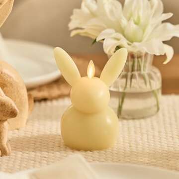 Luminara Easter Bunny Candle in Lemon Chiffon - Adorable Flameless Decor for Spring