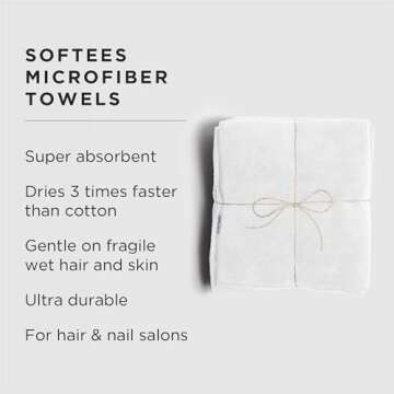 Fromm Softees Microfiber Salon Hair Towels for Hairstylists, Barbers, Spa, Gym in White, 16" by 29",...