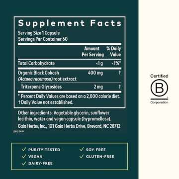 Gaia Herbs Black Cohosh - Menopause Support Supplement to Help Maintain Hormone Balance and Health f...