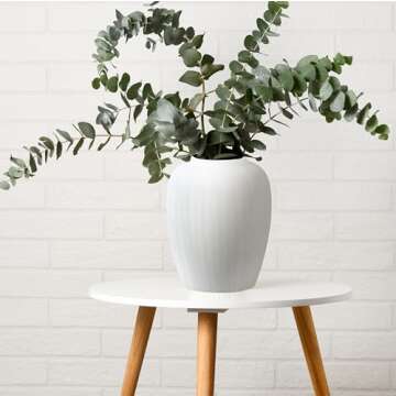 Olly & Rose Rhodes Vase - Flower Vase - White Ceramic Vases Patterned 20cm 8 Inch